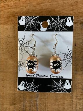 Fiona Accessories Painted Spider Glass Bead Drop Earrings